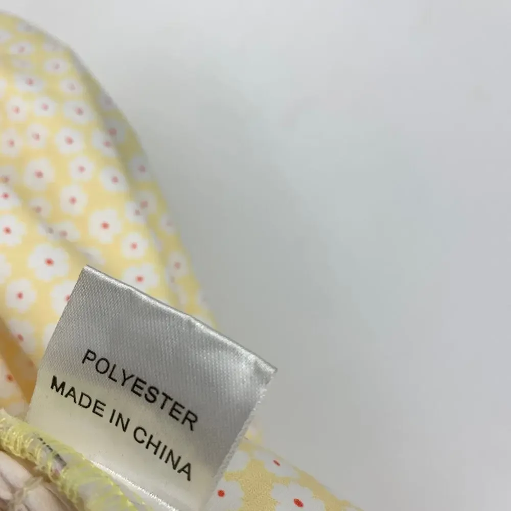 White Fox Cropped Cutout Long Sleeve Top Womens Sz S Yellow Floral Off Shoulder - Picture 6 of 6